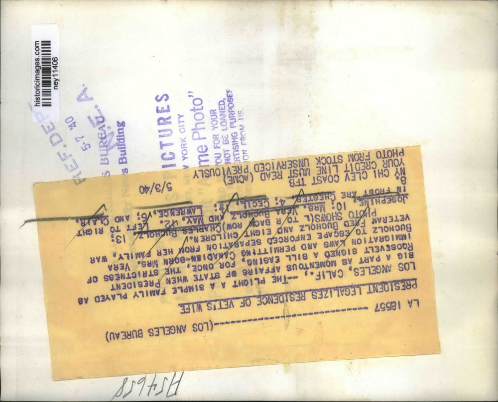 1940 Press Photo Pres.Roosevelt legalizing residence of Veterans Wife