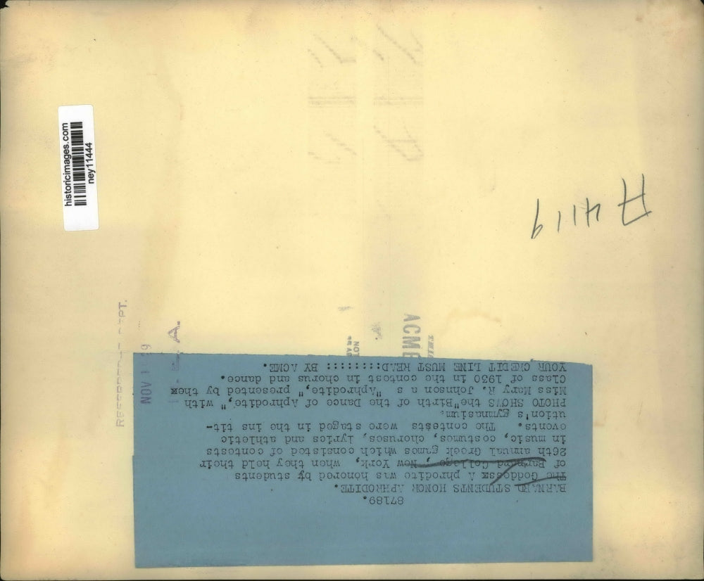 1949 Press Photo Goddess Aphrodite was honored by students of Barnard College