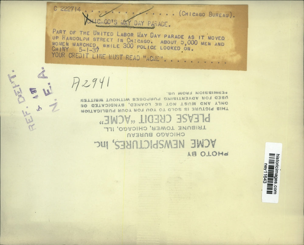 1937 Press Photo Part of the United Labor May Day Parade at Randolph St.Chicago