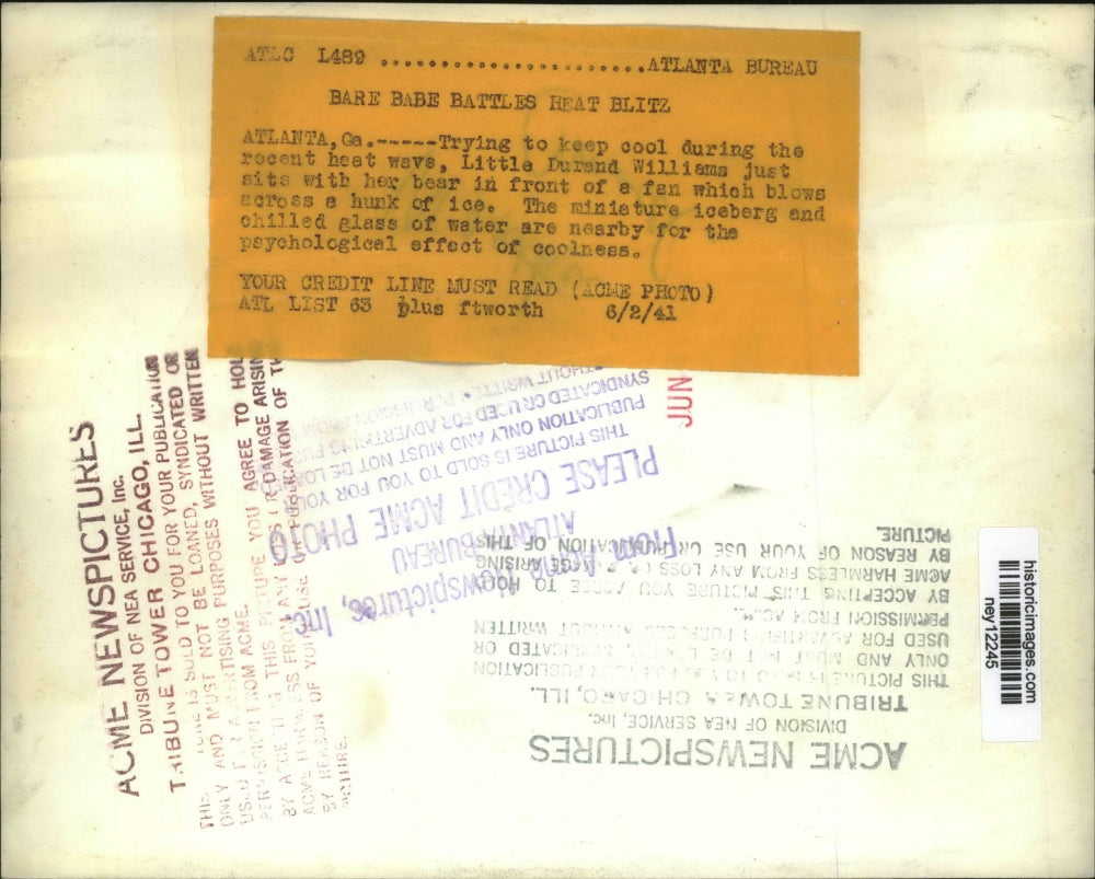 1941 Press Photo Baby Durand Williams Playing in Front of Fan, Atlanta