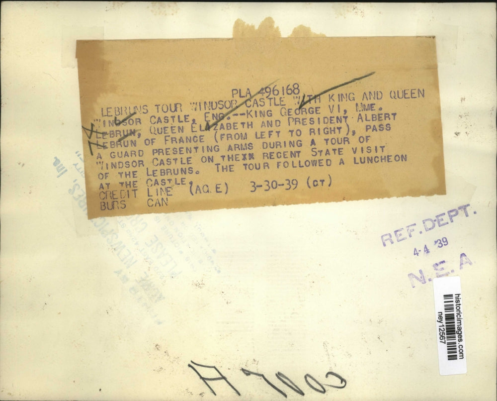 1939 Press Photo President Albert Lebrun Visits King and Queen at Windsor Castle