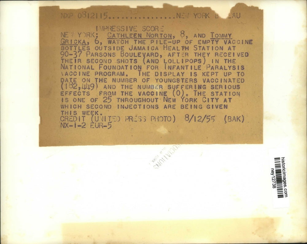 1955 Press Photo Children in National Foundation for Infantile Paralysis Vaccine