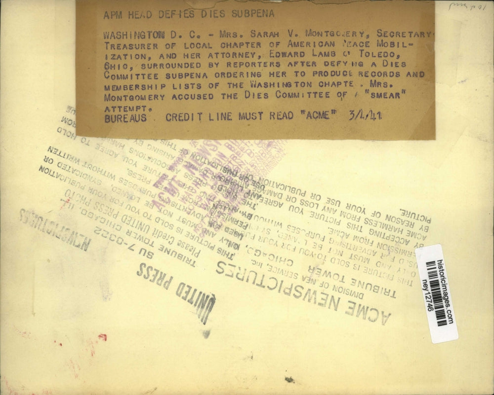 1941 Press Photo Sarah V. Montgomery of American Peace Mobilization, Attorney