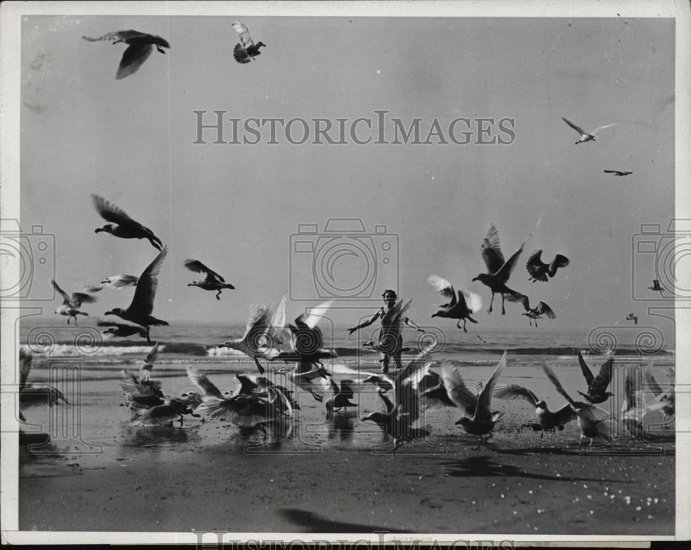 1933 Press Photo Dancer Joan Fairfield Practices on Long Beach - ney12891- Historic Images