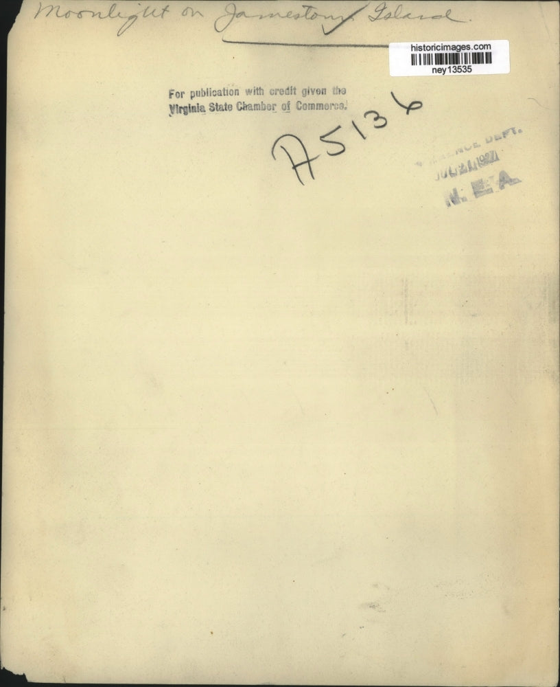 1927 Press Photo Moonlight on Jamestown Island - ney13535