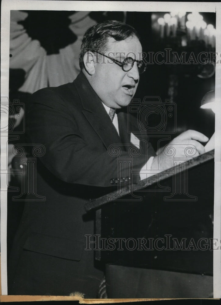 1934 Press Photo Mayor Fiorello LaGuardia of New York Addresses US Mayors- Historic Images