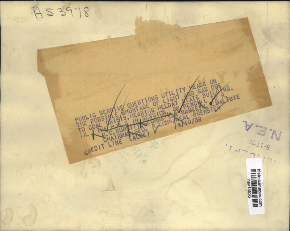 1939 Press Photo Utility heads questioned on possible shortages in coal crisis