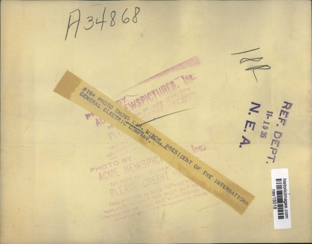 1935 Press Photo President C.H. Minor of International General Electric Company