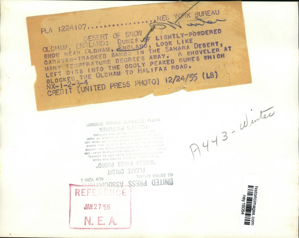 1955 Press Photo Dunes with Snow Near Oldham England - ney16084