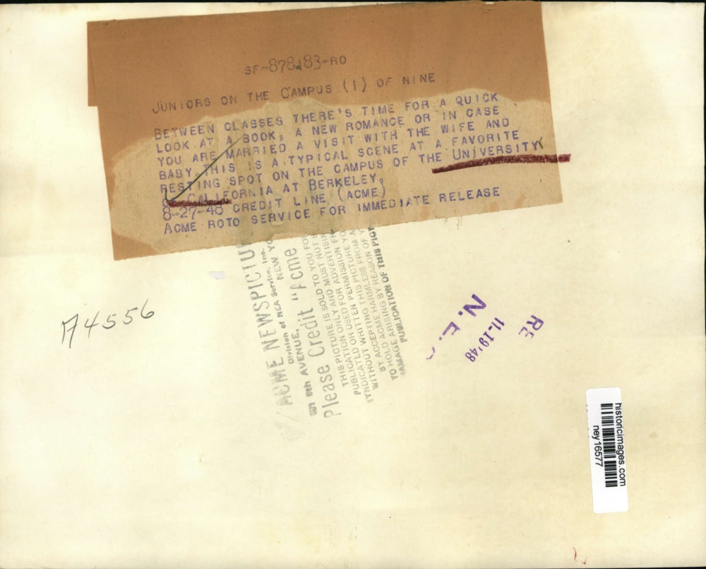 1948 Press Photo Students Resting on University of California Lawn - ney16577