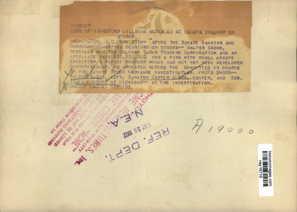 1932 Press Photo Senators at Senate Banking & Currency Committee Stocks Hearing