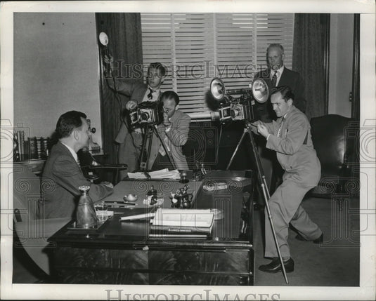 1948 Press Photo Governor Dewey, Joe Pagelow, Don Phelan & Governor Warren