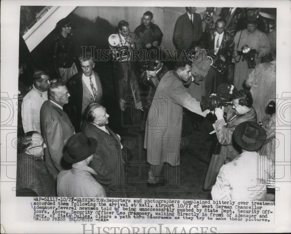 1954 Press Photo Chancellor Adenauer Photographed by Press at National Airport