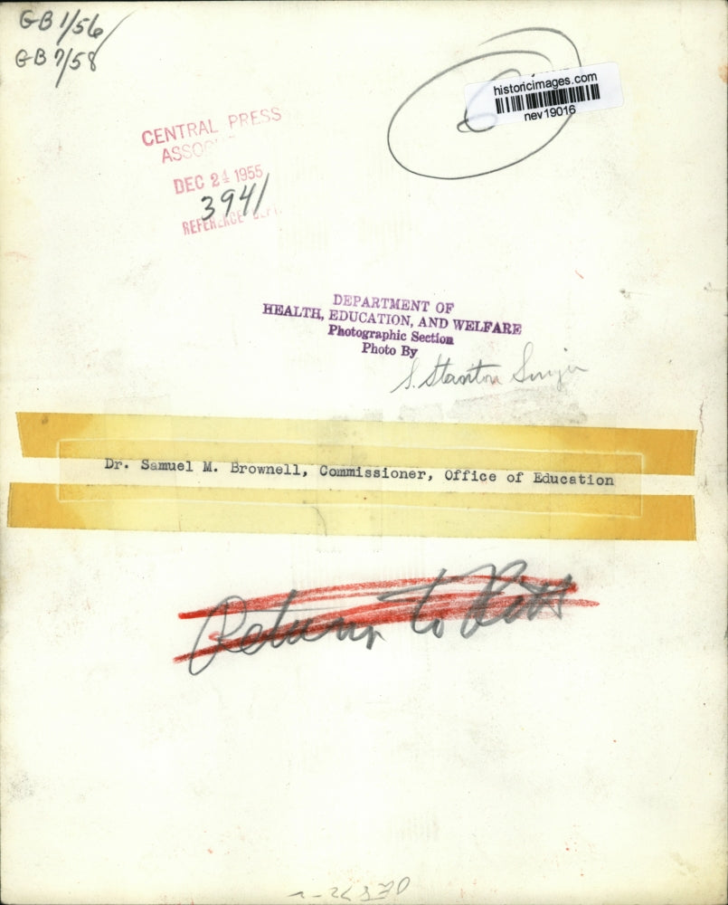 1955 Press Photo Dr Samuel Brownell Commissioner Office of Education