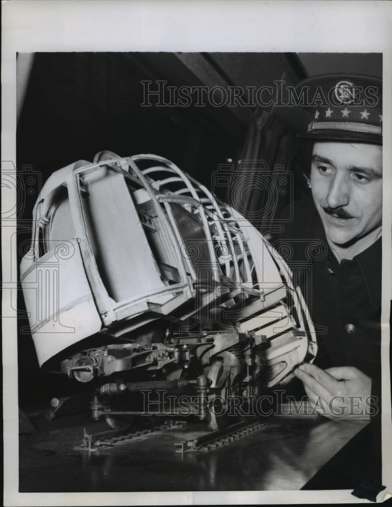 1957 Press Photo Model "Pendular" Railroad Train Carriage Car, France