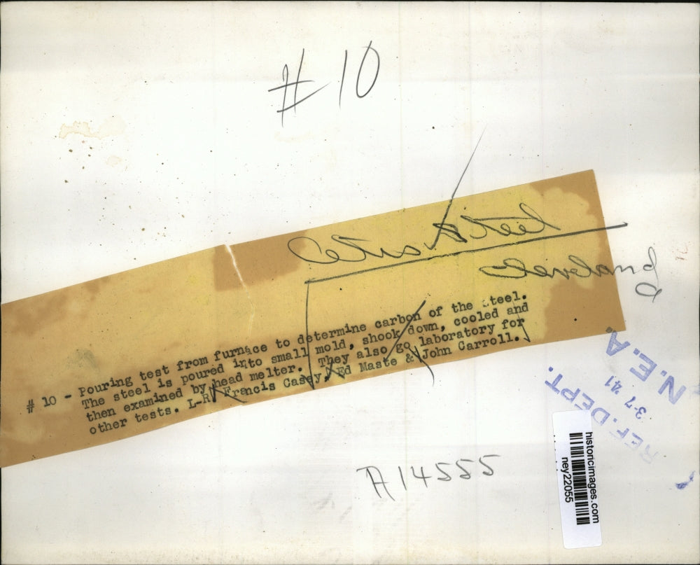 1941 Press Photo Steel Manufacturing at Otis Steel Company, Cleveland