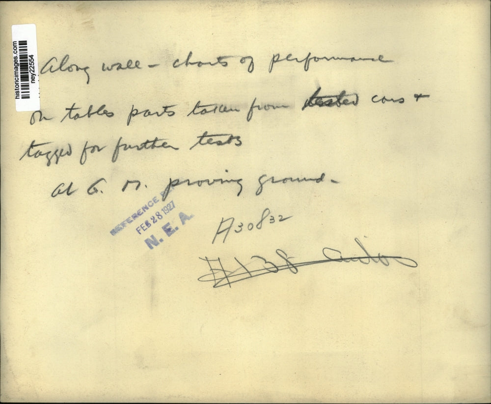 1927 Press Photo General Motors Auto Parts at Testing Facility - ney22554