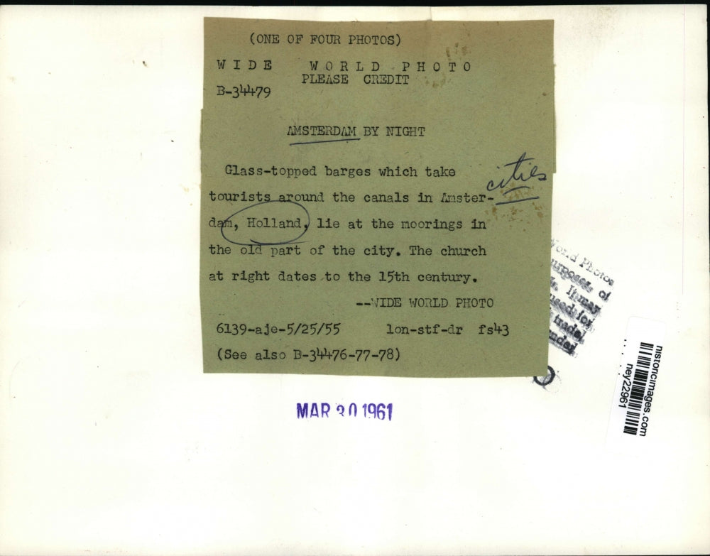 1955 Press Photo Amsterdam, Netherlands Glass-Topped Barges - ney22961