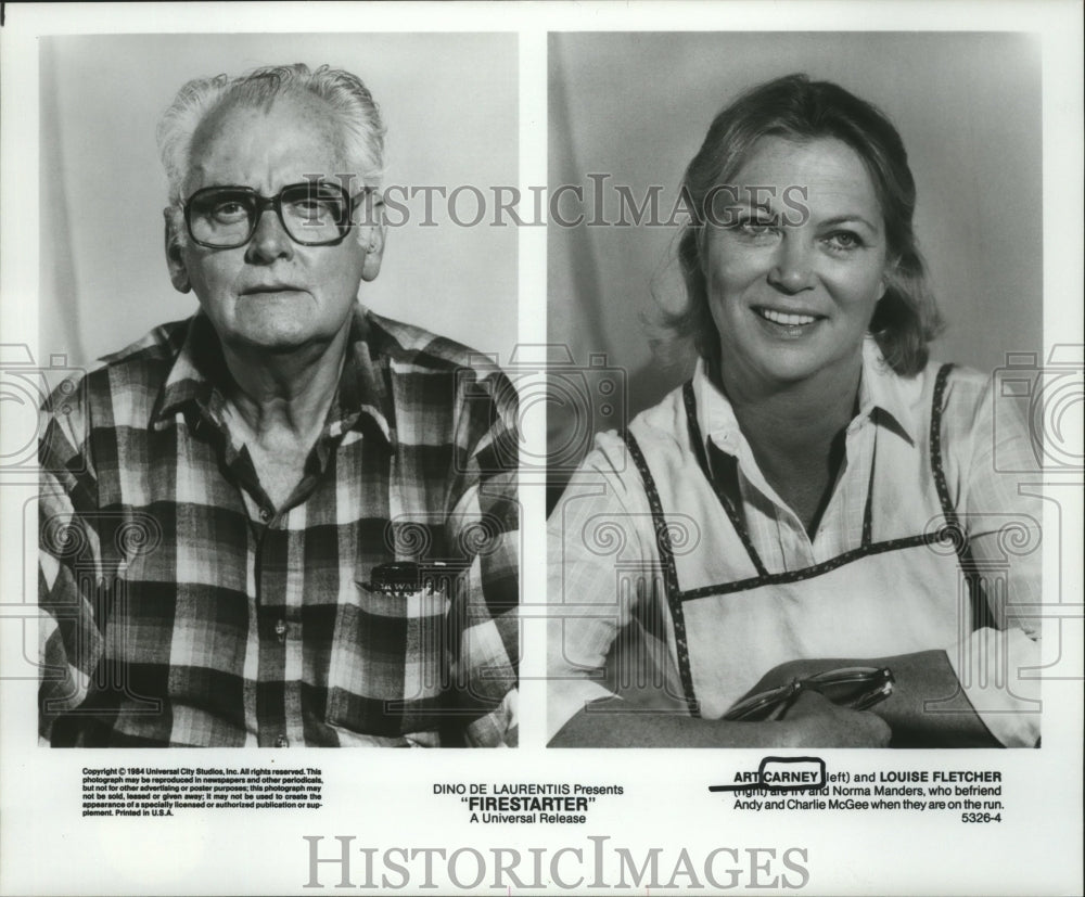 1984 Press Photo Art Carney and Louise Fletcher in "Firestarter" Movie- Historic Images