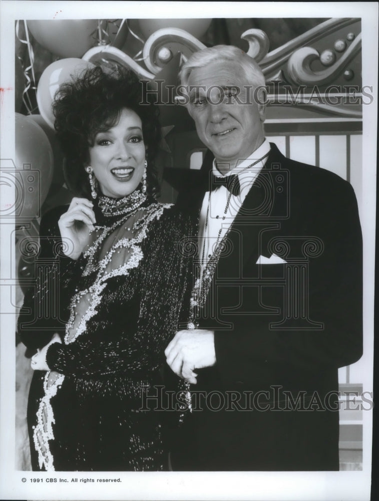 1992 Press Photo Dixie Carter, Leslie Nielsen in &quot;All New Circus of the Stars&quot;- Historic Images