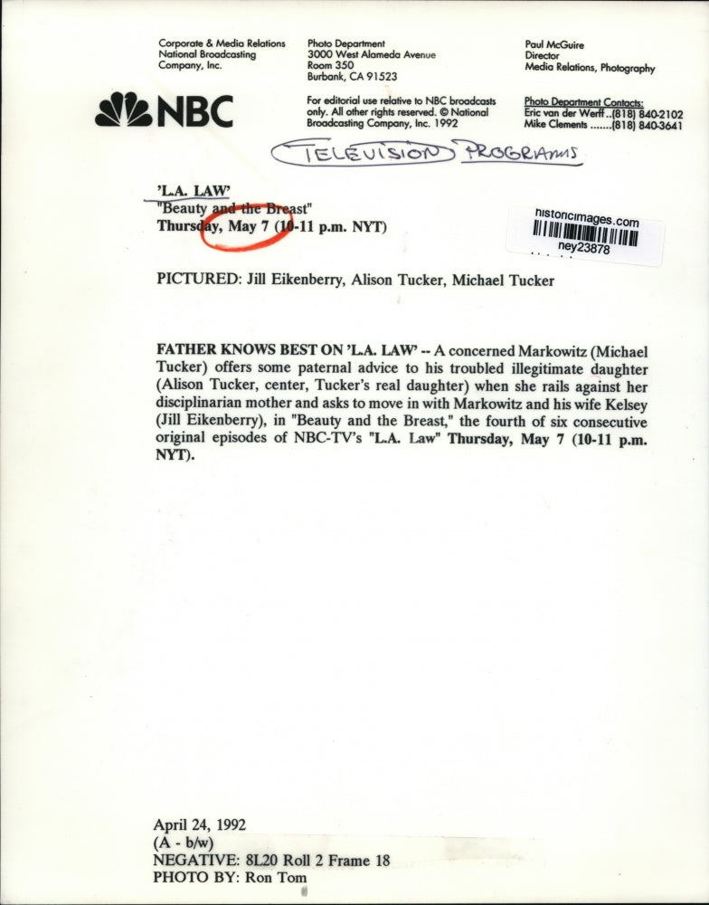 1992 Press Photo Jill Eikenberry, Alison Tucker, Michael Tucker in "L.A. Law"