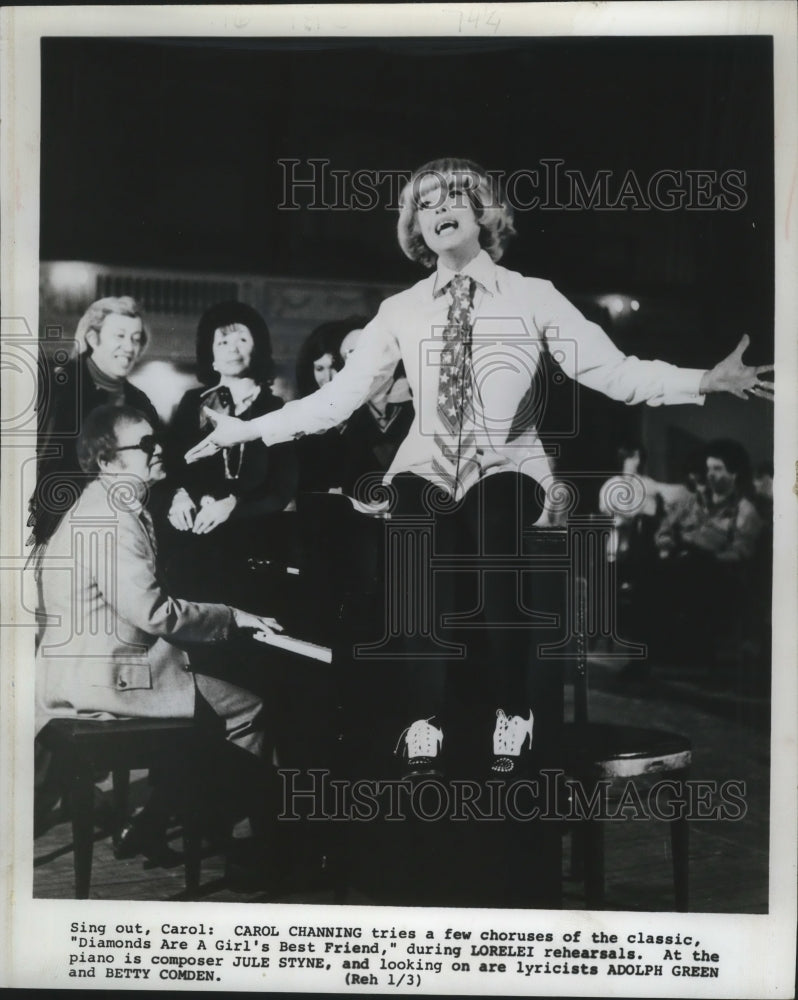 1973 Press Photo Actress Carol Channing in &quot;Lorelei&quot; Muscial Play - ney23905- Historic Images