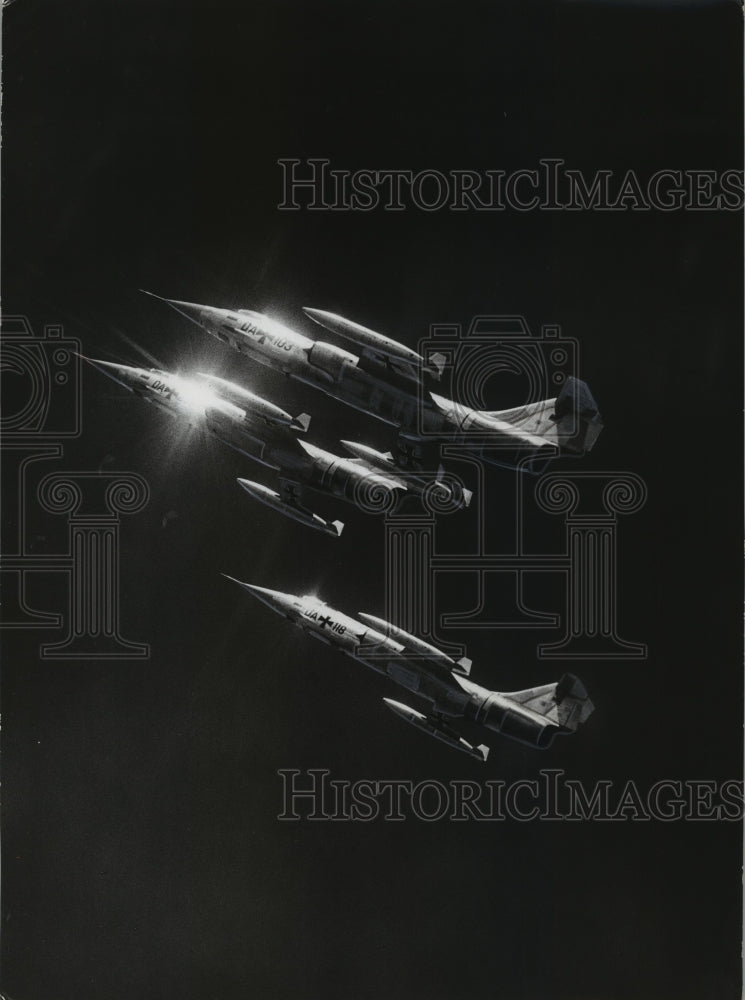 1963 Press Photo Starfighter F104 G Verbandaflug West Germany Air Corps