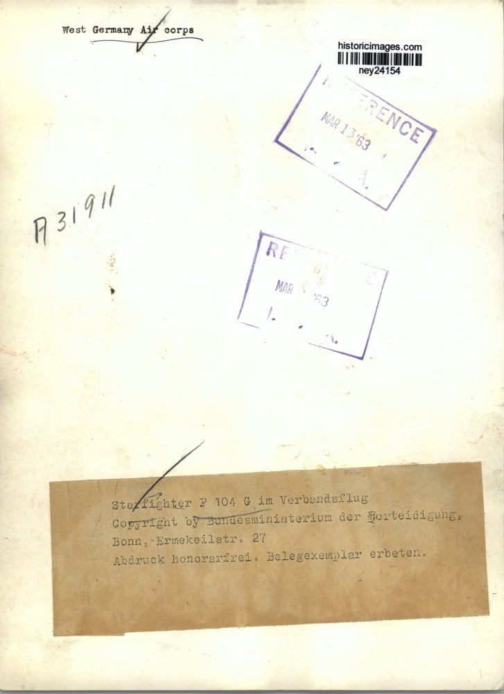 1963 Press Photo Starfighter F104 G Verbandaflug West Germany Air Corps