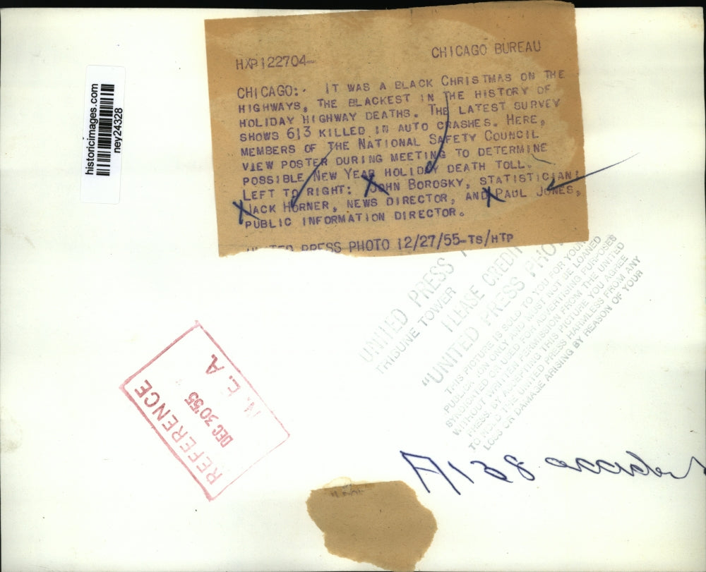 1955 Press Photo National Safety Council John Borosky, Jack Horner & Paul Jones