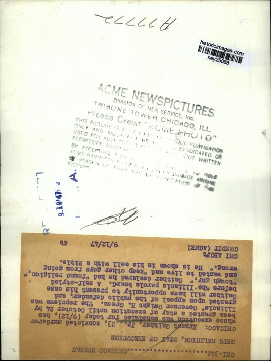 1947 Press Photo Ernest Gaither Jr. granted stay of execution in Illinios