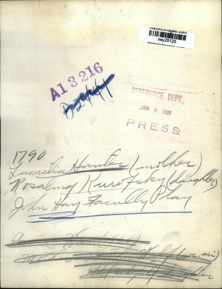 1935 Press Photo Mother Lucretia Hunter with Daughter Rosalind Kurofsky