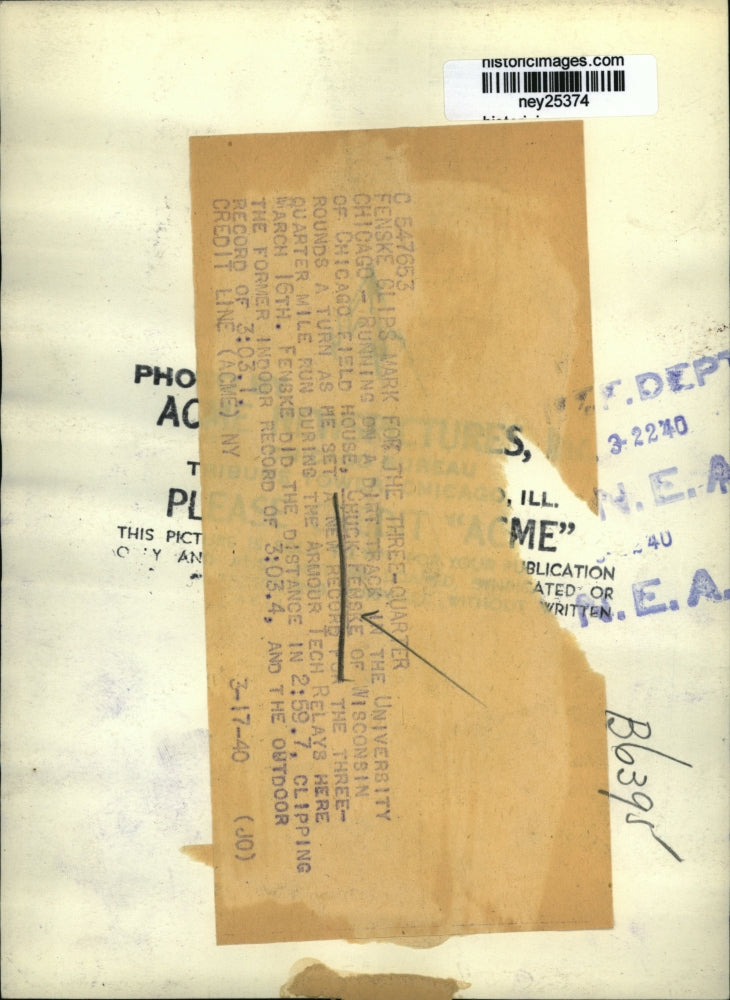 1940 Press Photo Chuck Fenske Track Runner for University of Chicago - ney25374