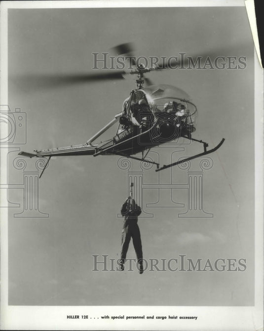 1956 Press Photo Hiller 12E with Special Personnel and Cargo Hoist Accessory