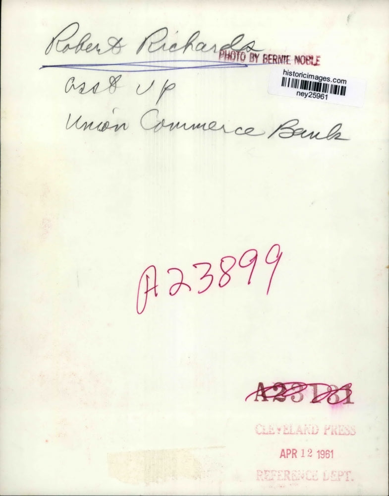 1961 Press Photo Robert Richards Assistant Vice President of Union Commerce Bank