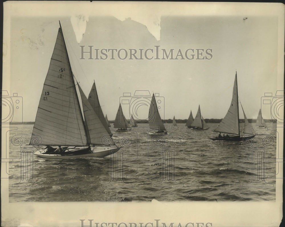 1930 Press Photo Yachts Start 1927 Regatta on Long Island Sound S Class Boats- Historic Images