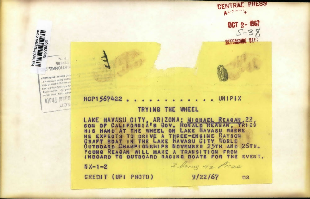 1967 Press Photo Michael Reagan Son of California Governor Racing Boat