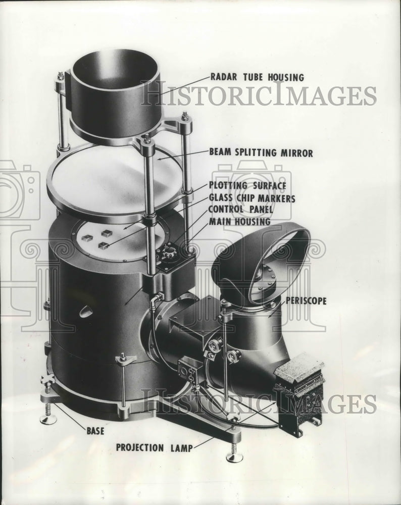 1955 Press Photo Northrop Sky Screen Unveiled Optical Projection Device