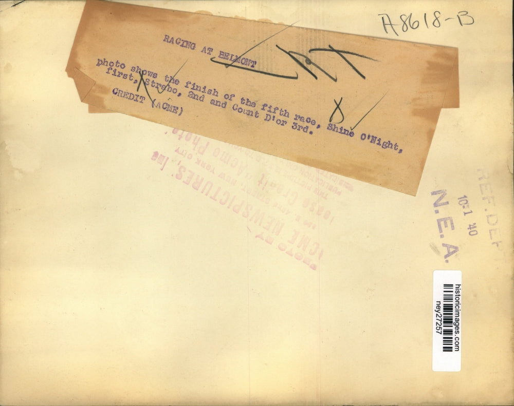 1940 Press Photo Finish of the fifth race at Belmont - ney27257