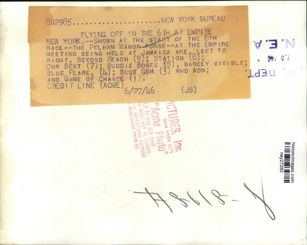 1946 Press Photo Pelham Manor Purse at the start of the 6th race - ney27283