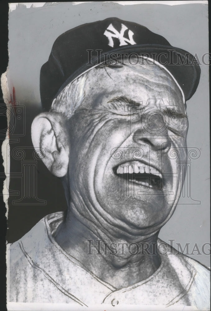 1955 Press Photo Stengal in clubhouse after Yankees victory over Red Sox