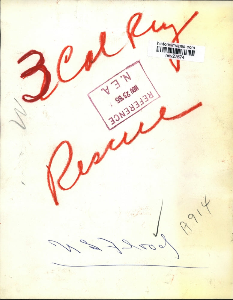 1955 Press Photo Helicopter Rescues Man in Flood - ney27674