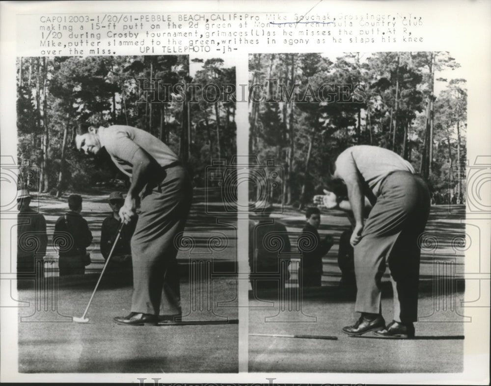 1961 Press Photo Mike Souchak making a 15-ft putt on the 2nd green - ney27744- Historic Images