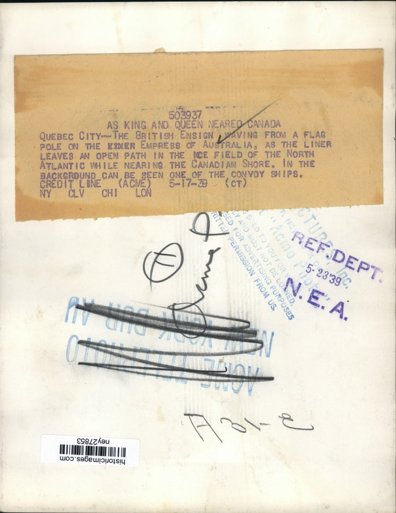 1939 Press Photo British Ensign waving from a flag pole on Empress of Australia