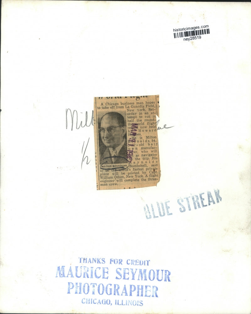1940 Press Photo Milton Reynolds Navigator for New York Round the World Flight