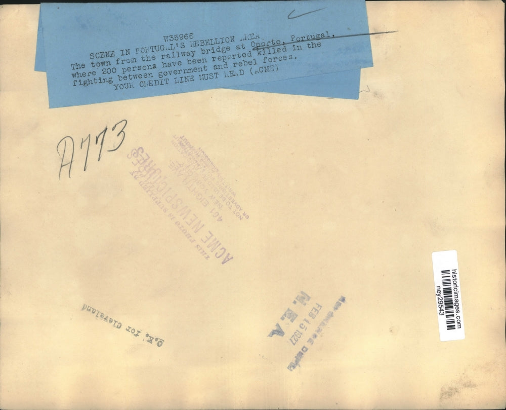 1927 Press Photo Scene in Portugal's rebellion area - ney29543