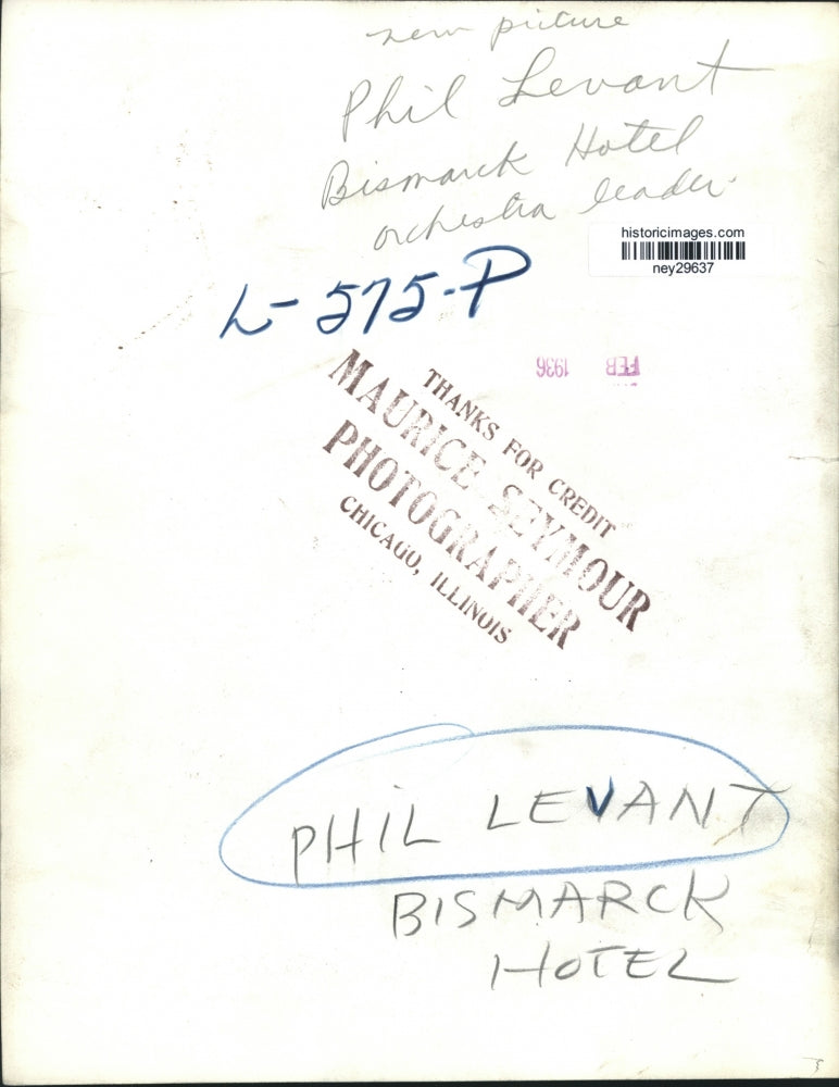 1936 Press Photo Phil Levant Bismarck, Hotel Orchestra Leader - ney29637