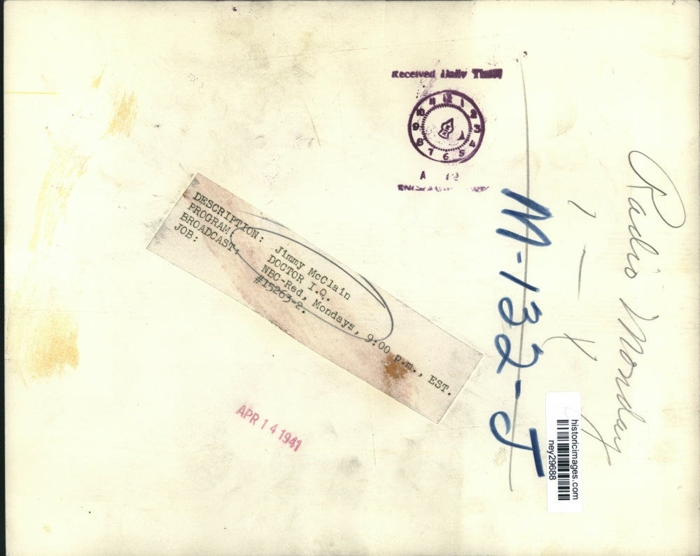 1941 Press Photo Jimmy McClain Appears on Doctor I.Q., NBC -Red - ney29688