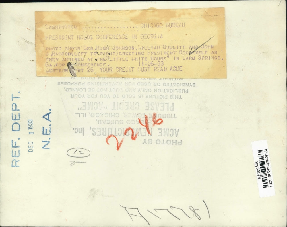 1933 Press Photo President Roosevelt Greeted at Little White House, Warm Springs