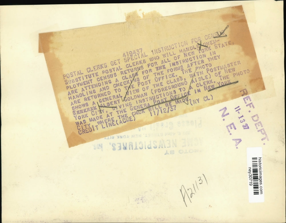 1937 Press Photo Substitute Postal Clerks Receive Census Instructions