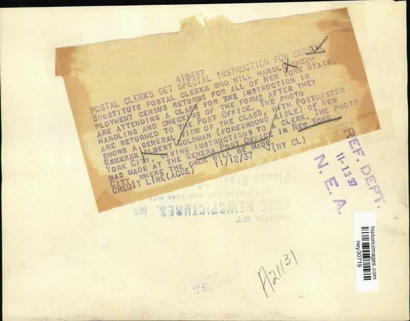 Load image into Gallery viewer, 1937 Press Photo Substitute Postal Clerks Receive Census Instructions
